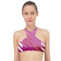 Lesbian Pride Diagonal Stripes Colored Checkerboard Pattern High Neck Bikini Top View1