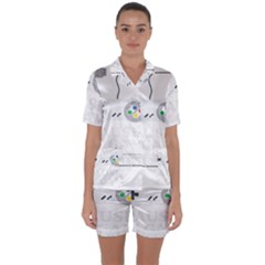 Ipaused2 Satin Short Sleeve Pyjamas Set by ChezDeesTees