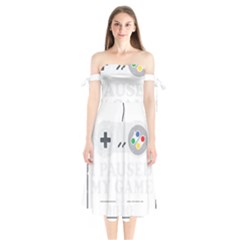 Ipaused2 Shoulder Tie Bardot Midi Dress by ChezDeesTees