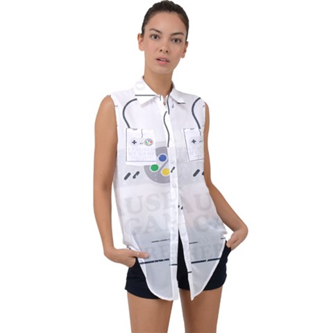 I Had To Pause My Game To Be Here Sleeveless Chiffon Button Shirt by ChezDeesTees