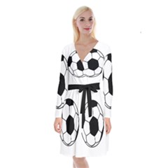 Soccer Lovers Gift Long Sleeve Velvet Front Wrap Dress by ChezDeesTees