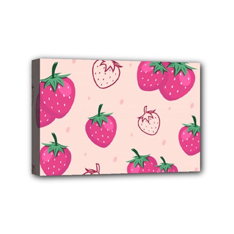 Seamless Strawberry Fruit Pattern Background Mini Canvas 6  X 4  (stretched) by Vaneshart