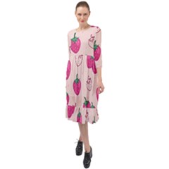Seamless-strawberry-fruit-pattern-background Ruffle End Midi Chiffon Dress by Vaneshart