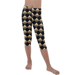 Golden-chess-board-background Kids  Lightweight Velour Capri Leggings  by Vaneshart