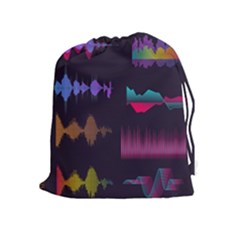Colorful-sound-wave-set Drawstring Pouch (xl) by Vaneshart