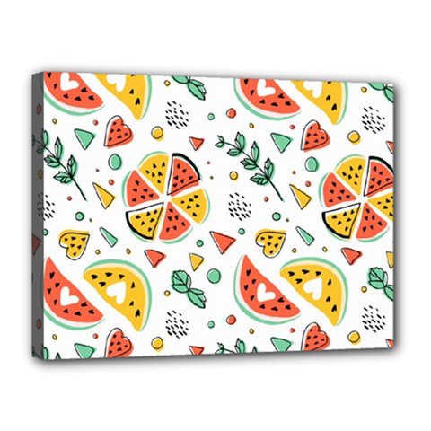 Seamless-hipster-pattern-with-watermelons-mint-geometric-figures Canvas 16  X 12  (stretched) by Vaneshart