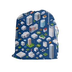 Isometric-seamless-pattern-megapolis Drawstring Pouch (xl) by Vaneshart