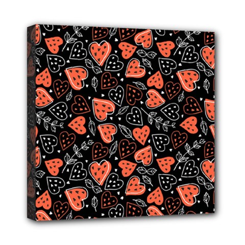 Seamless-vector-pattern-with-watermelons-hearts-mint Mini Canvas 8  X 8  (stretched) by Vaneshart