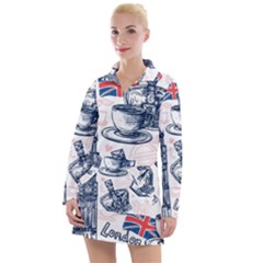 London-seamless-pattern Women s Long Sleeve Casual Dress by Vaneshart