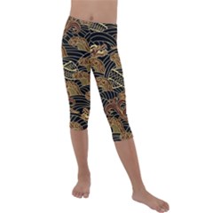 Oriental-traditional-seamless-pattern Kids  Lightweight Velour Capri Leggings  by Vaneshart