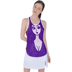 Purple Cat Ear Hat Girl Floral Wall Racer Back Mesh Tank Top by snowwhitegirl