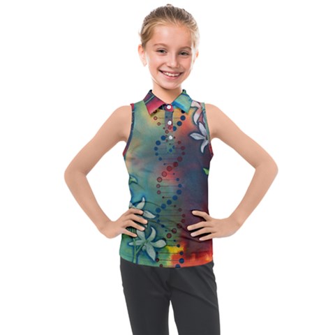 Flower Dna Kids  Sleeveless Polo Tee by RobLilly