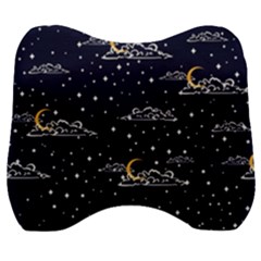 Hand Drawn Scratch Style Night Sky With Moon Cloud Space Among Stars Seamless Pattern Vector Design  Velour Head Support Cushion by BangZart