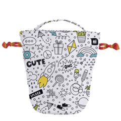 Set Cute Colorful Doodle Hand Drawing Drawstring Bucket Bag by BangZart