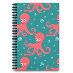 Cute Smiling Red Octopus Swimming Underwater 5 5  X 8 5  Notebook by BangZart