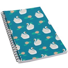 Elegant Swan Pattern With Water Lily Flowers 5 5  X 8 5  Notebook by BangZart