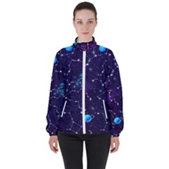 Realistic Night Sky Poster With Constellations Women s High Neck Windbreaker by BangZart