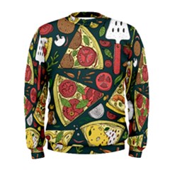 Vector Seamless Pizza Slice Pattern Hand Drawn Pizza Illustration Great Background Men s Sweatshirt by BangZart