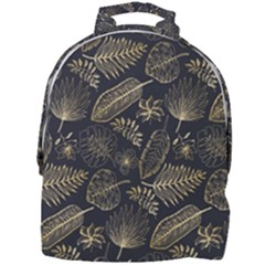 Elegant Pattern With Golden Tropical Leaves Mini Full Print Backpack by BangZart
