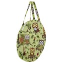 Seamless pattern with flowers owls Giant Round Zipper Tote View3