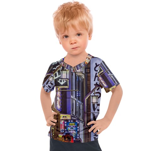 Shinjuku District Urban Night Scene, Tokyo Japan Kids  Sports Tee by dflcprintsclothing