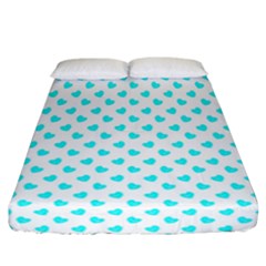 White Light Blue Hearts Pattern, Pastel Sky Blue Color Fitted Sheet (california King Size) by Casemiro