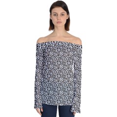 Leopard Spots Pattern, Geometric Dots, Animal Fur Print Off Shoulder Long Sleeve Top by Casemiro