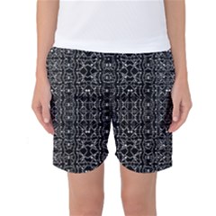 Black And White Ethnic Ornate Pattern Women s Basketball Shorts by dflcprintsclothing