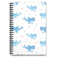 Seamless Pattern With Cute Sharks Hearts 5 5  X 8 5  Notebook by BangZart