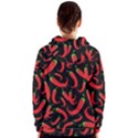 Seamless vector pattern hot red chili papper black background Women s Zipper Hoodie View2