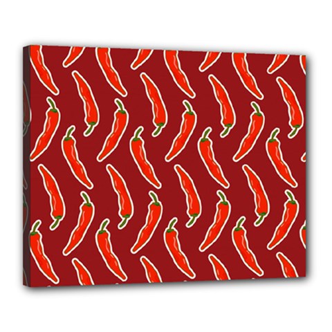 Chili Pattern Red Canvas 20  X 16  (stretched) by BangZart