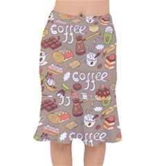 Vector Seamless Pattern With Doodle Coffee Equipment Short Mermaid Skirt by BangZart