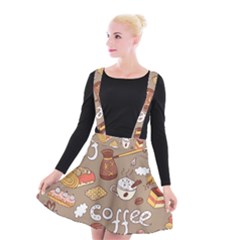 Vector Seamless Pattern With Doodle Coffee Equipment Suspender Skater Skirt by BangZart