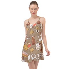 Vector Seamless Pattern With Doodle Coffee Equipment Summer Time Chiffon Dress by BangZart