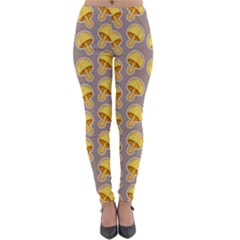 Yellow Mushroom Pattern Lightweight Velour Leggings by BangZart
