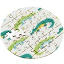Cute cartoon alligator kids seamless pattern with green nahd drawn crocodiles Wooden Puzzle Round View3