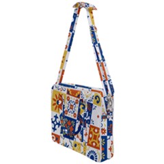 Mexican Talavera Pattern Ceramic Tiles With Flower Leaves Bird Ornaments Traditional Majolica Style Cross Body Office Bag by BangZart