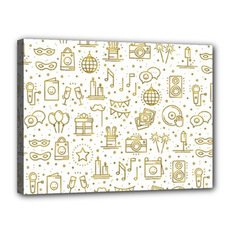Birthday Party Seamless Pattern Gold Party Decor Elements Birthday Cake Gift Confetti Festive Event  Canvas 16  X 12  (stretched) by BangZart