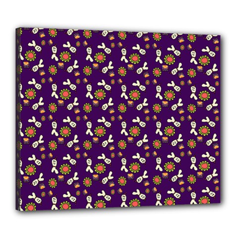 Clown Ghost Pattern Purple Canvas 24  X 20  (stretched) by snowwhitegirl