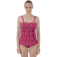 Clown Ghost Pattern Pink Twist Front Tankini Set by snowwhitegirl