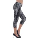 Black And White Rocky Texture Pattern Lightweight Velour Capri Leggings  View4