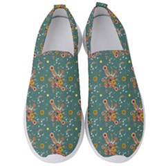 006 - Funky Oldschool 70s Wallpaper - Exploding Circles Men s Slip On Sneakers by DinzDas