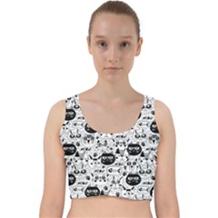 Cute Cat Faces Pattern Velvet Racer Back Crop Top by TastefulDesigns