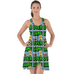 Game Over Karate And Gaming - Pixel Martial Arts Show Some Back Chiffon Dress by DinzDas