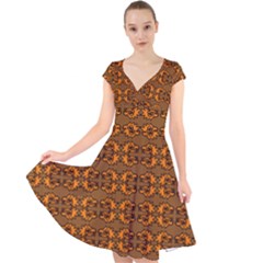Inka Cultur Animal - Animals And Occult Religion Cap Sleeve Front Wrap Midi Dress by DinzDas