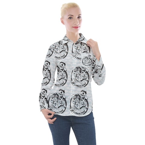 Monster Party - Hot Sexy Monster Demon With Ugly Little Monsters Women s Long Sleeve Pocket Shirt by DinzDas