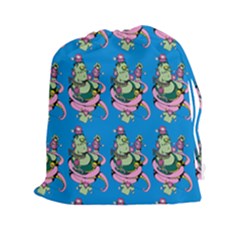 Monster And Cute Monsters Fight With Snake And Cyclops Drawstring Pouch (2xl) by DinzDas