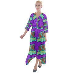 Jaw Dropping Comic Big Bang Poof Quarter Sleeve Wrap Front Maxi Dress by DinzDas