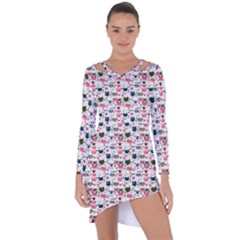 Adorable Seamless Cat Head Pattern01 Asymmetric Cut-out Shift Dress by TastefulDesigns