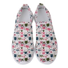 Adorable Seamless Cat Head Pattern01 Women s Slip On Sneakers by TastefulDesigns